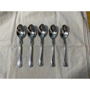 Gorham Monet Frosted Handle Soup Spoons Lot of 5 18/8 Stainless Steel 7"